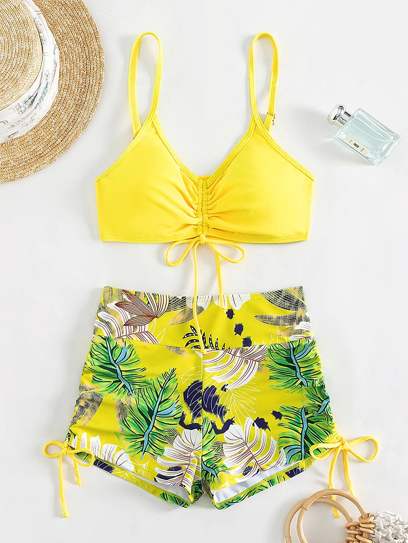 2 Piece Drawstring Front Shorts Bikinis High Waist Swimsuit Women Swimwear Bathers Bathing Swimming Swim Suit Beachwear - The Clothing Company Sydney