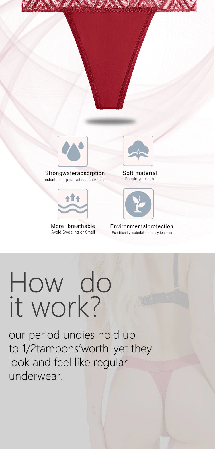 Women's Period Panties 4-Layer LeakProof Menstrual Thong Underwear Briefs The Clothing Company Sydney