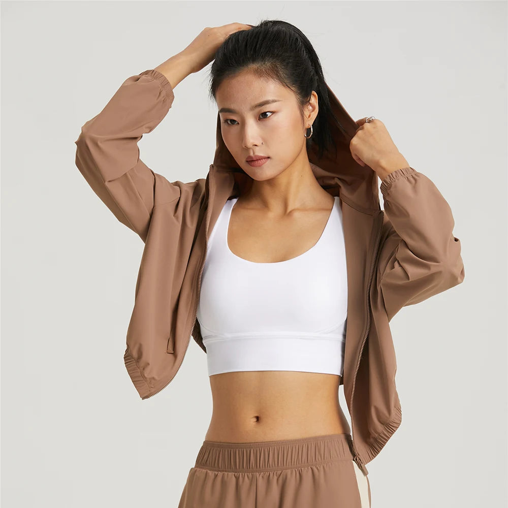 Women's Sport Jacket Long Sleeve Shirt Workout Coat Hooded Gym Training Windbreaker Outdoor Sun Protection Clothing Yoga Sportswear The Clothing Company Sydney