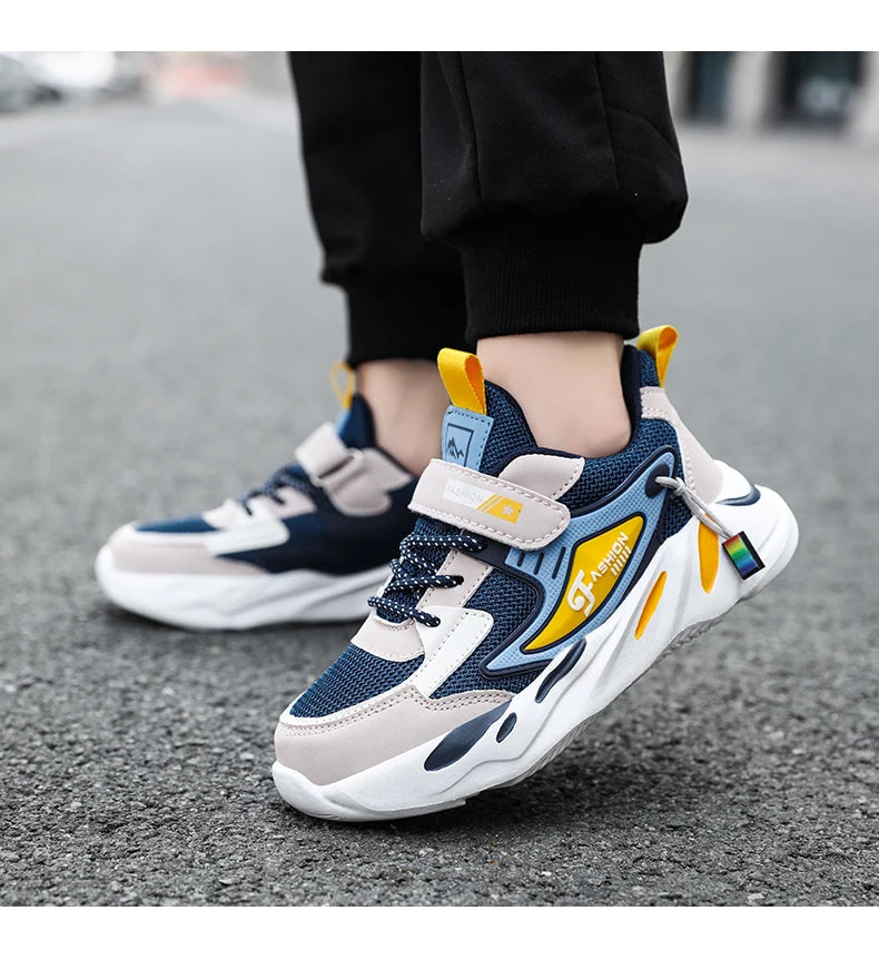 Boys’ Breathable Mesh Sneakers – Non-Slip Lightweight Kids Sports Shoes with Hook & Loop Closure (Ages 7–13) The Clothing Company Sydney