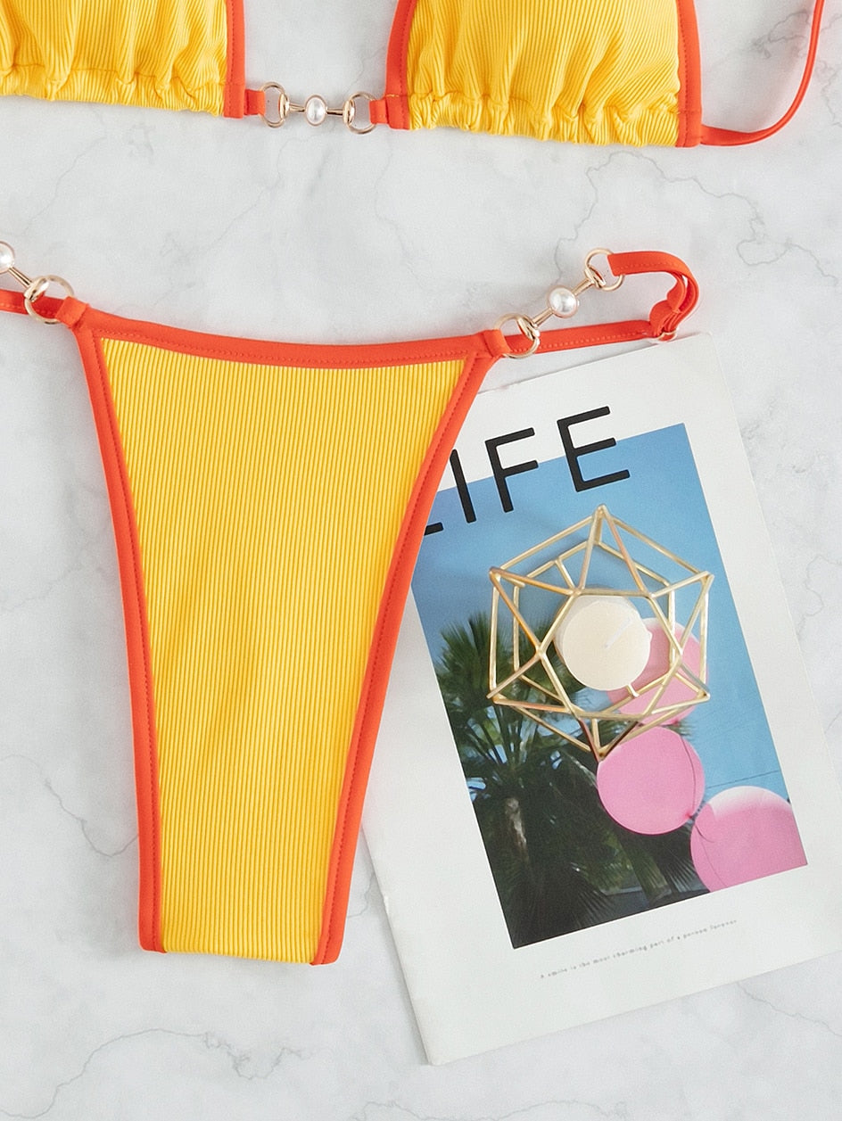 Two 2 Piece Chain Micro Bikini Swimsuit Female Swimwear Thong Bikinis Set Brazilian Bathing Suits Beach Wear Bather Set The Clothing Company Sydney