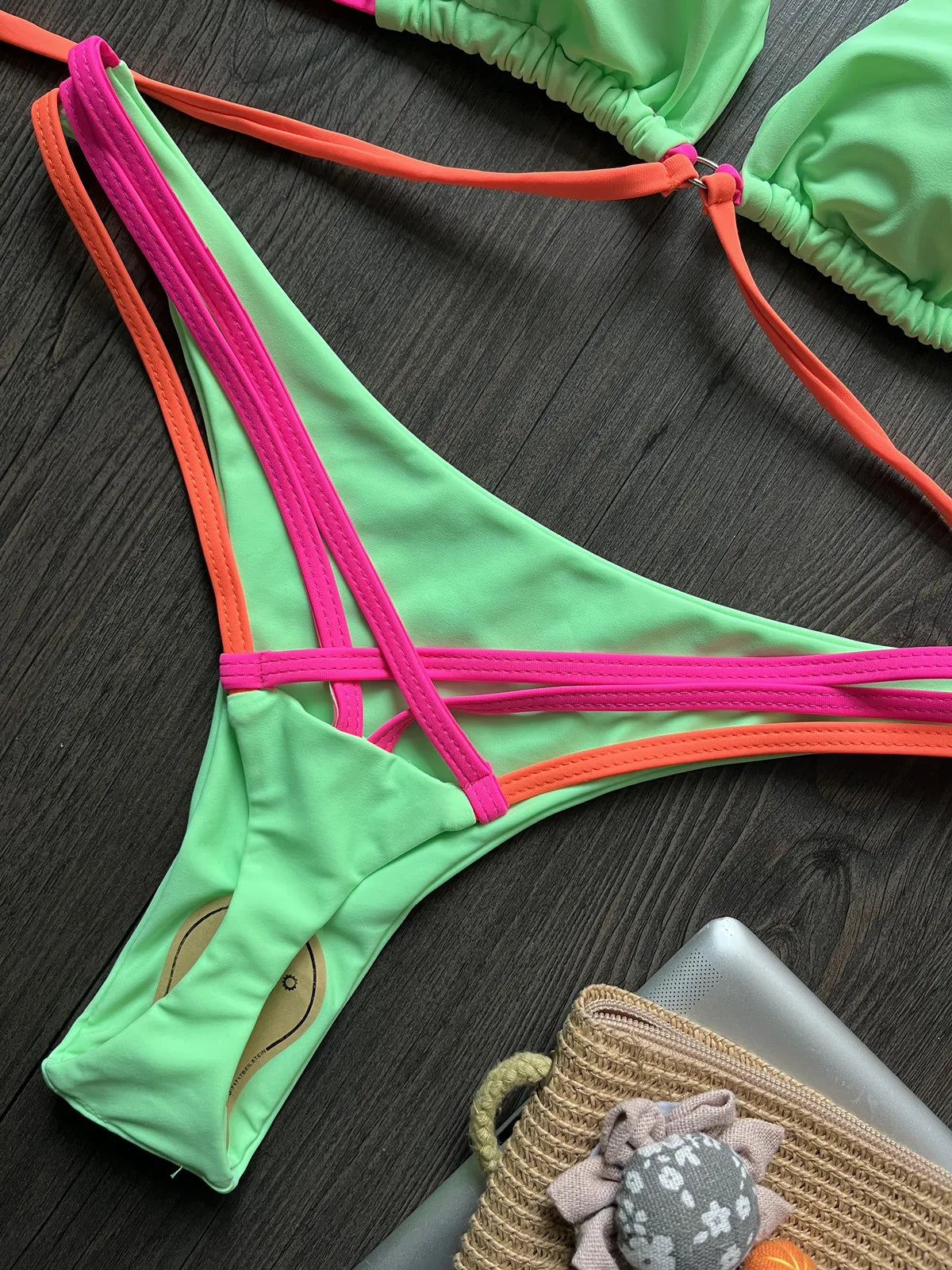 Metal Chain Decoration Swimwear Women Bikini Push Up Swimsuit Two Pieces Bathing Suit - The Clothing Company Sydney