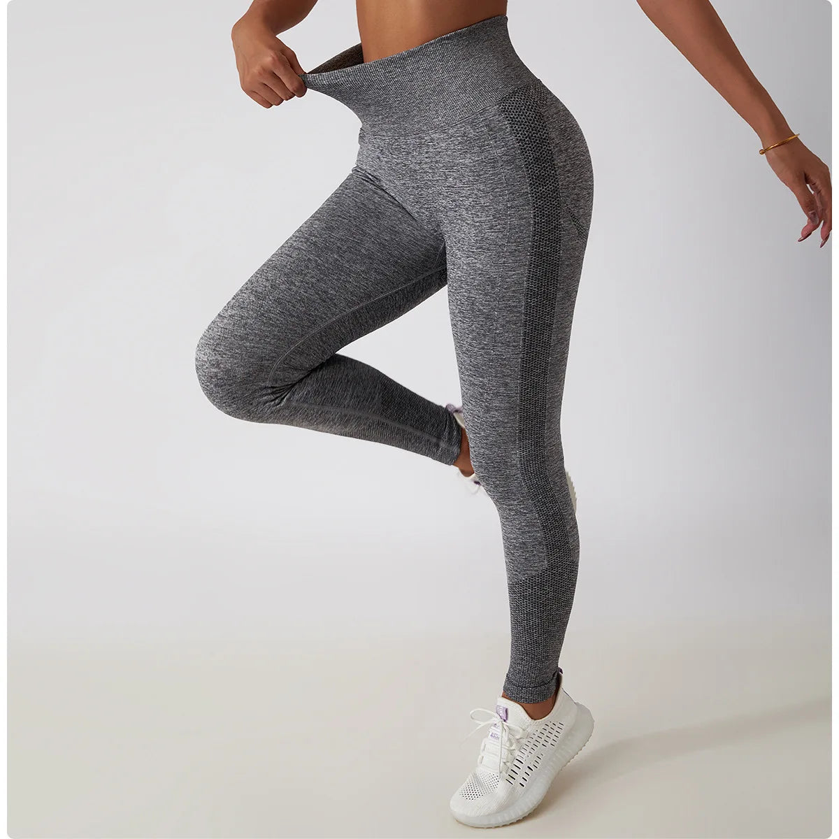 Women's Ribbed Seamless Yoga Pants High Waist Gym Leggings Sports Fitness Legging Running Tights - The Clothing Company Sydney