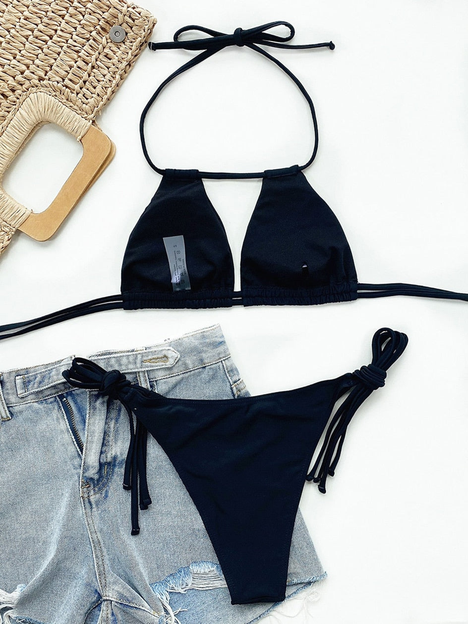2 Piece Lace Up Bikini Swimsuit Swimwear Brazilian Bikinis Set Micro Women's Bathing Suits Swimming for Beach Wear The Clothing Company Sydney