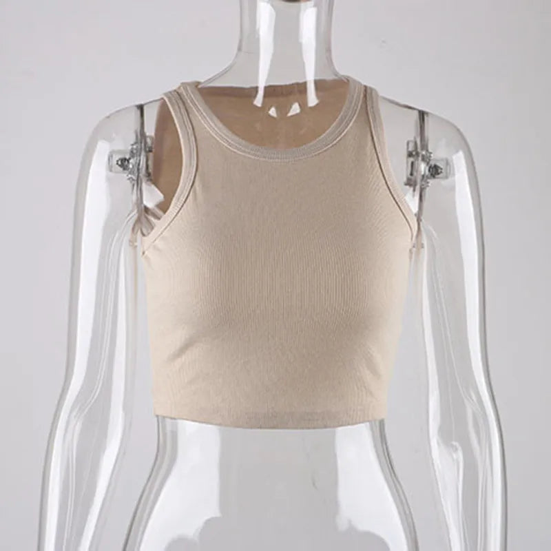 Rib Knit Green Women's Tank Top Summer Casual Basic Skinny Vest Sleeveless White Off Shoulder Y2K Crop Top The Clothing Company Sydney