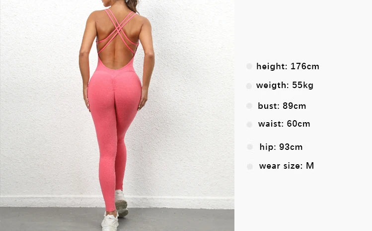 One Piece Backless Bodycon Scrunch Jumpsuit Women Dance Fitness Overalls Push Up Sleeveless Yoga Sport Jump Suit The Clothing Company Sydney