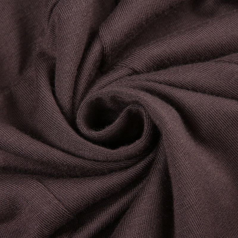 Brown Vintage Y2K Folds Slim Summer Mini Dress for Women Round Neck Dress The Clothing Company Sydney