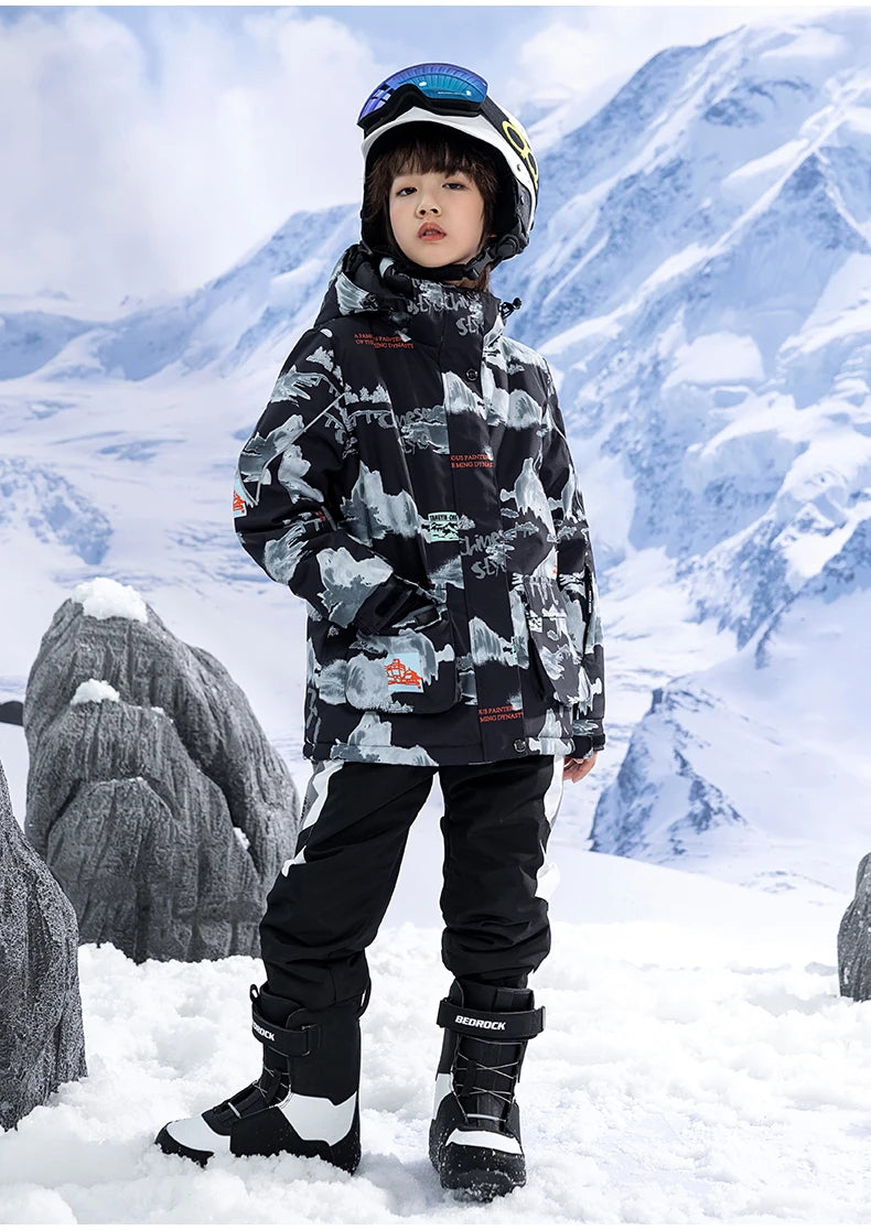 Children's Snow Suit Outfit Wear Outdoor Waterproof Windproof Warm Costume Winter Snowboarding Ski Jacket and Strap Pant Boys and Girls The Clothing Company Sydney
