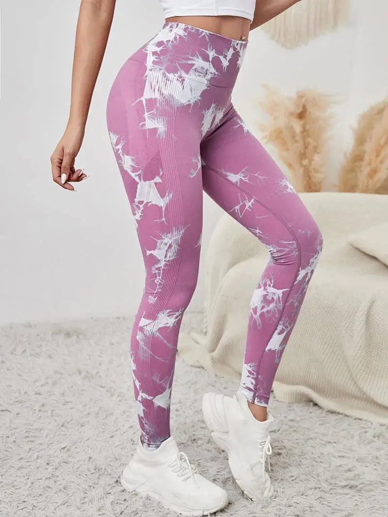 Hip Lifting Seamless Fitness Gym Leggings Tie-Dye Yoga Pants Women's Exercise Tights High Waist Workout Pants The Clothing Company Sydney