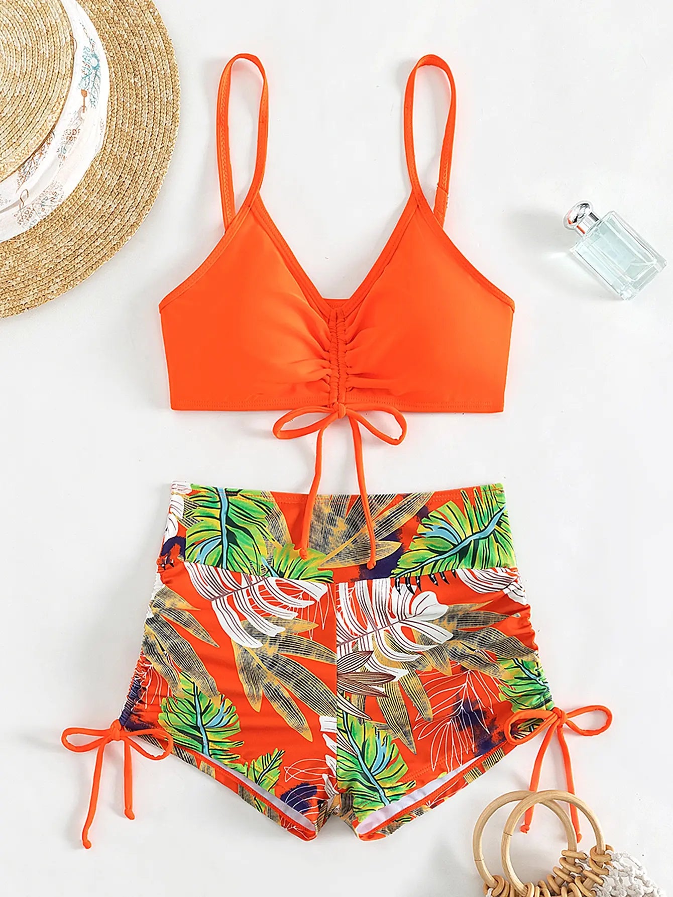 2 Piece Drawstring Front Shorts Bikinis High Waist Swimsuit Women Swimwear Bathers Bathing Swimming Swim Suit Beachwear - The Clothing Company Sydney