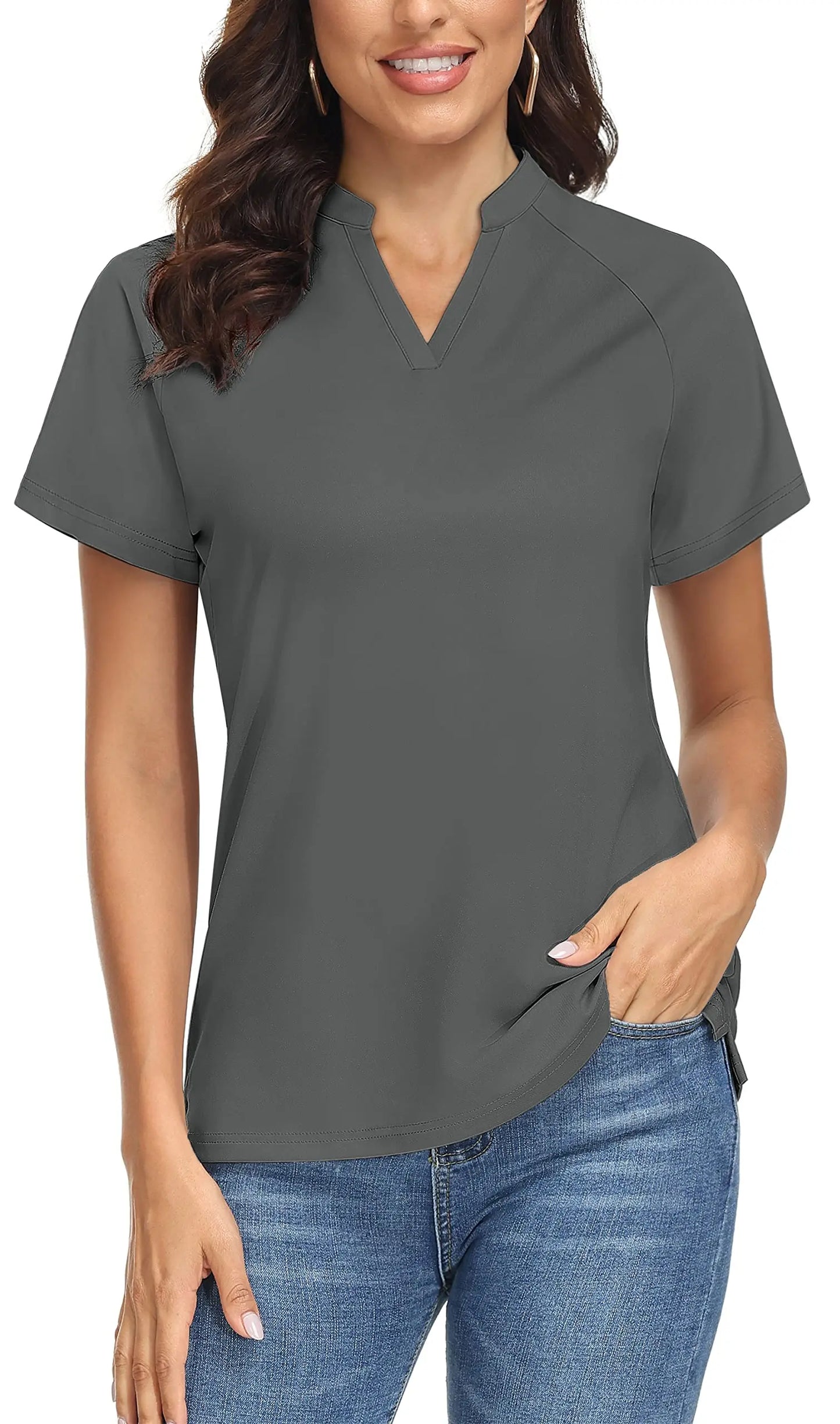 UPF 50+ V-neck Short Sleeve Golf Polo Shirts Women's Quick Dry Sun/UV Protection T-shirts Outdoor Sports Pullover Tops The Clothing Company Sydney
