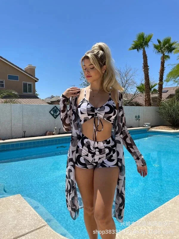 3 Piece Summer Print Swimsuits Tankini Sets Swimwear Beach Wear Bathing Suits Pool Women's Swimming Suit - The Clothing Company Sydney