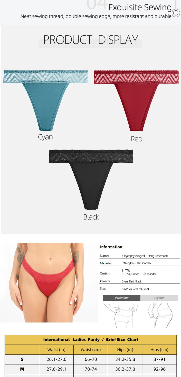 Women's Period Panties 4-Layer LeakProof Menstrual Thong Underwear Briefs The Clothing Company Sydney