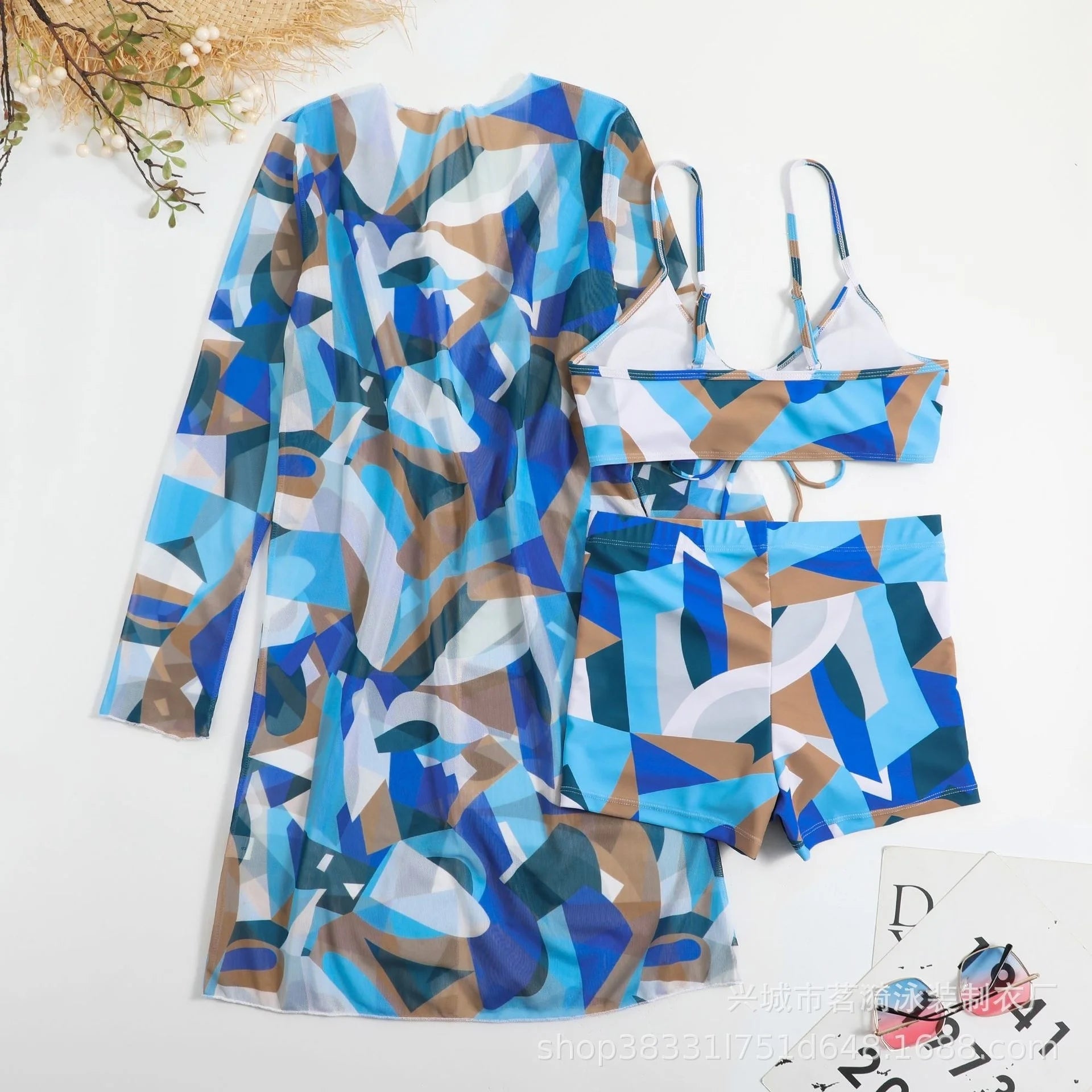 3 Piece Summer Print Swimsuits Tankini Sets Swimwear Beach Wear Bathing Suits Pool Women's Swimming Suit - The Clothing Company Sydney