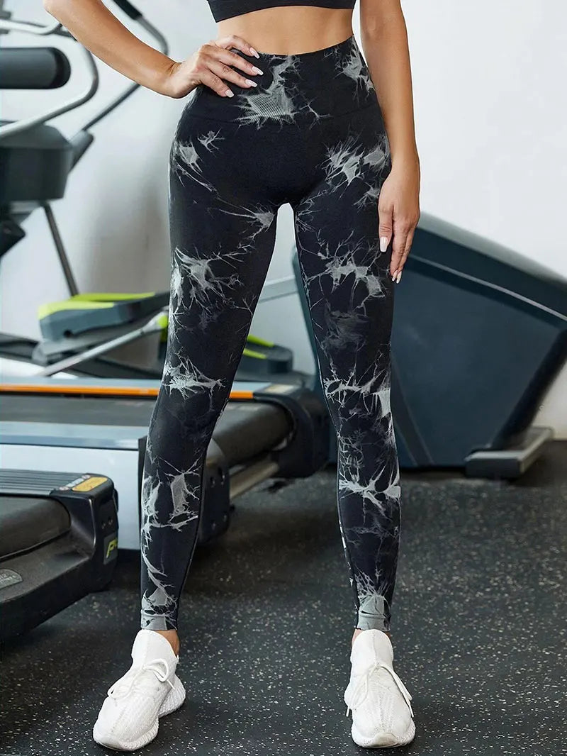 Hip Lifting Seamless Fitness Gym Leggings Tie-Dye Yoga Pants Women's Exercise Tights High Waist Workout Pants The Clothing Company Sydney