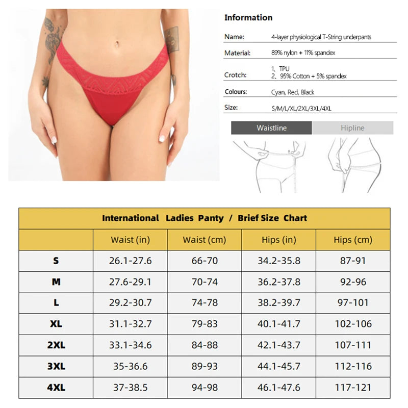 Women's Period Panties 4-Layer LeakProof Menstrual Thong Underwear Briefs The Clothing Company Sydney