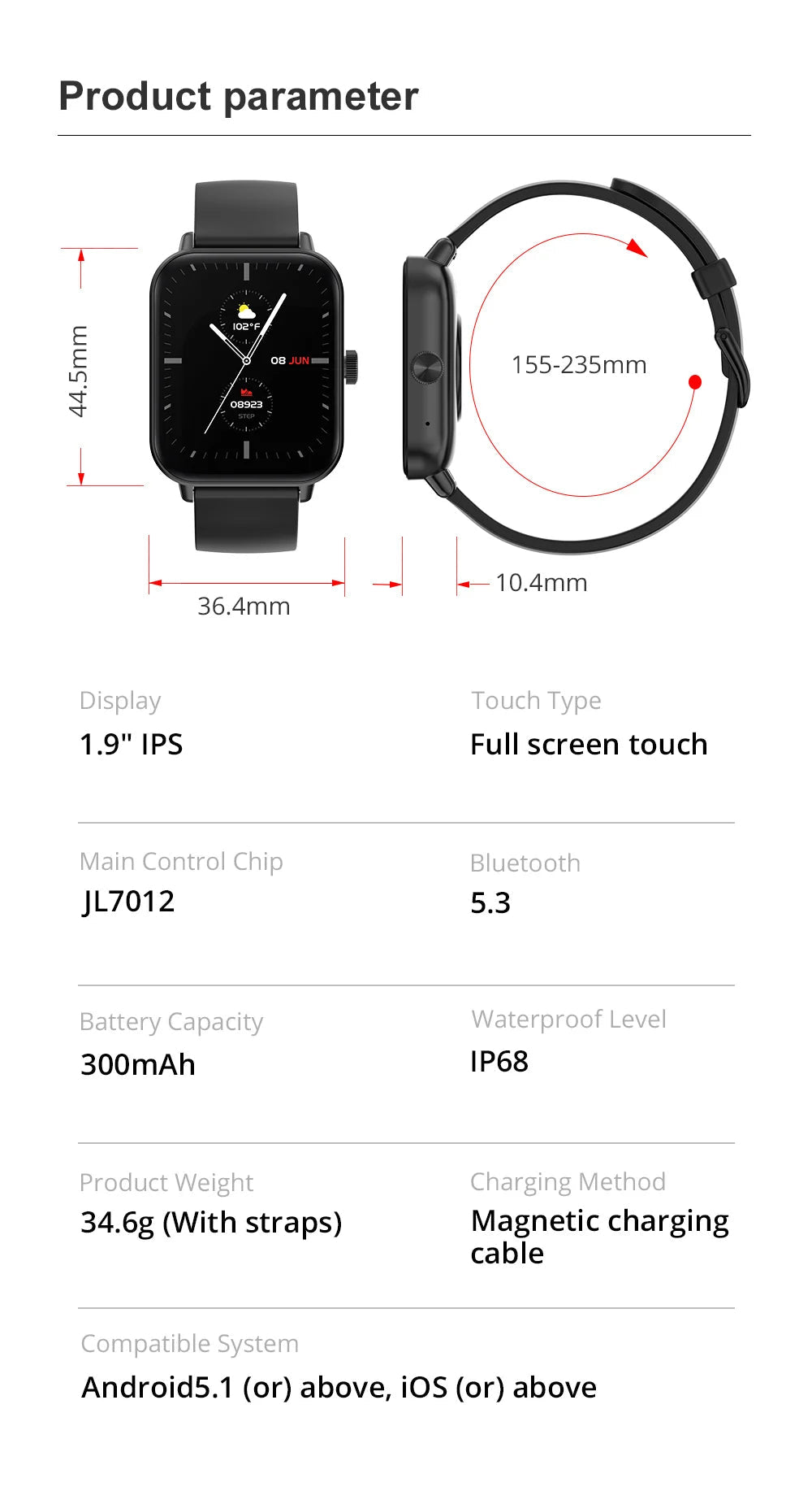 P81 Smart Watch Ultra 1.9 inch Screen 24H Health Monitor Bluetooth Smartwatch Men Women The Clothing Company Sydney