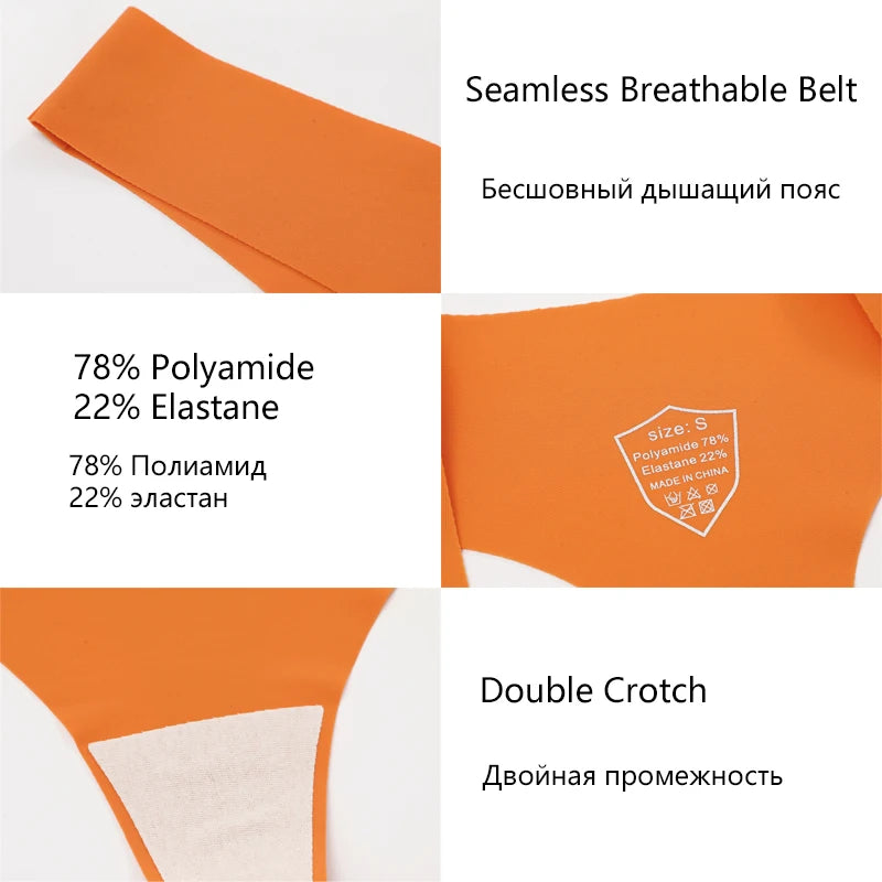 3 Pack Women Ice Silk Seamless Underpants Panties V-Waist Sport Thongs Low Rise Breathable G-string Underwear - The Clothing Company Sydney