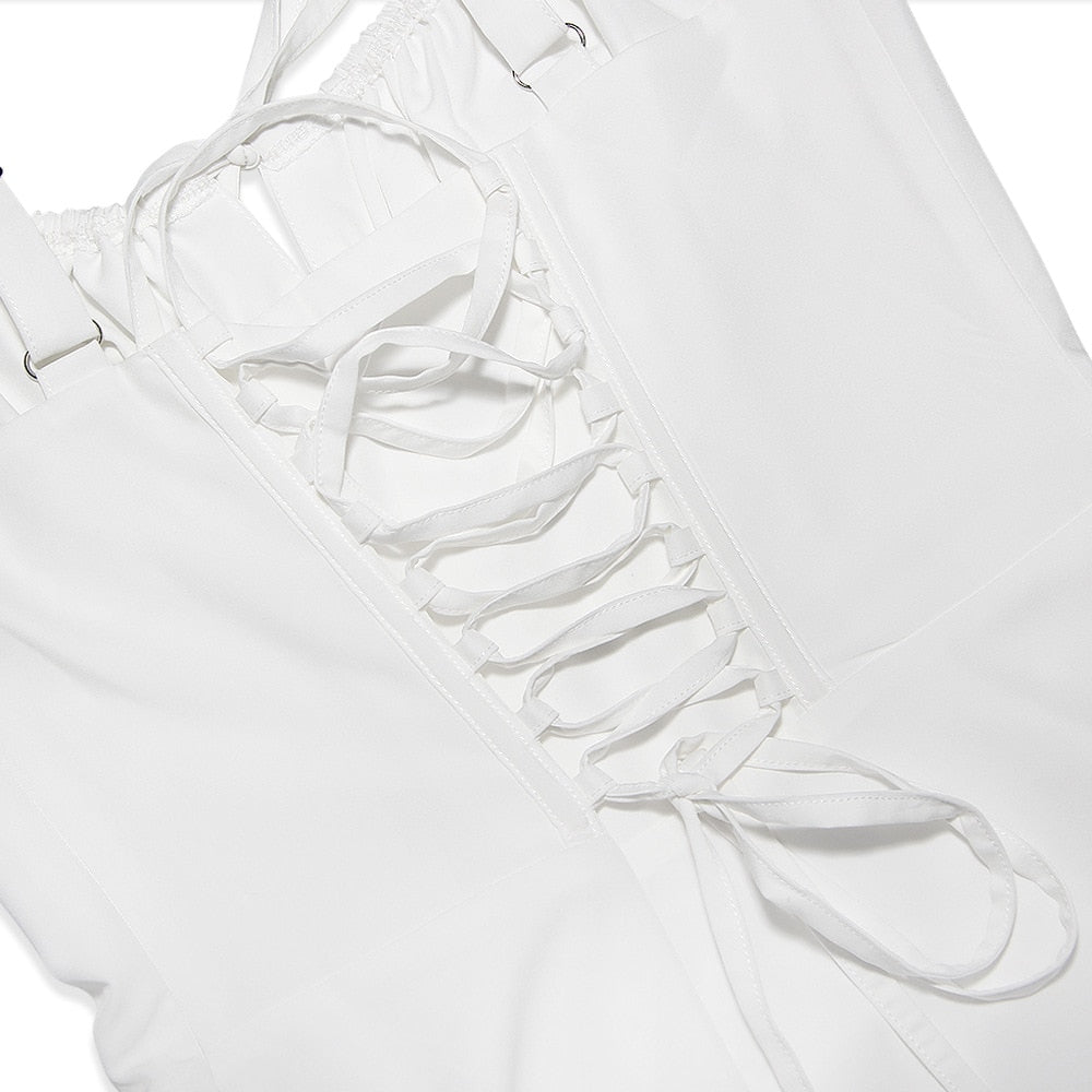 A Line White Spaghetti Strap Dress Mini Boning Elegant Lace Up Holiday Party Dresses Casual Summer Dresses The Clothing Company Sydney