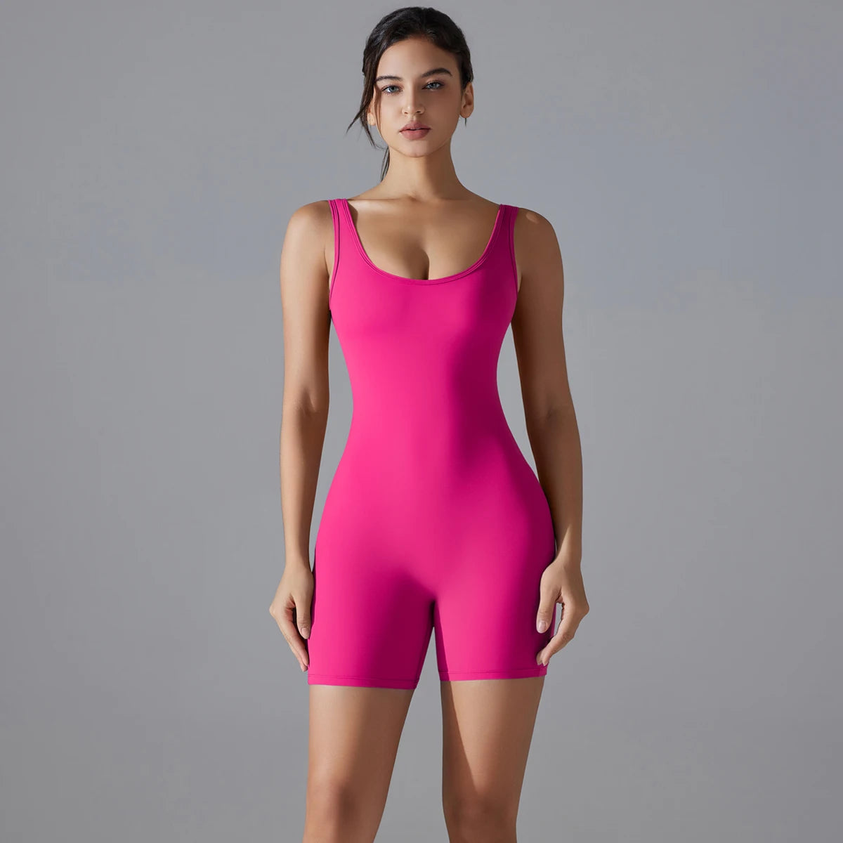V Back Scrunch Sports Jumpsuit Gym Romper Sleeveless Sportswear Bodysuits Women Casual One-Piece Suit Yoga Clothing - The Clothing Company Sydney