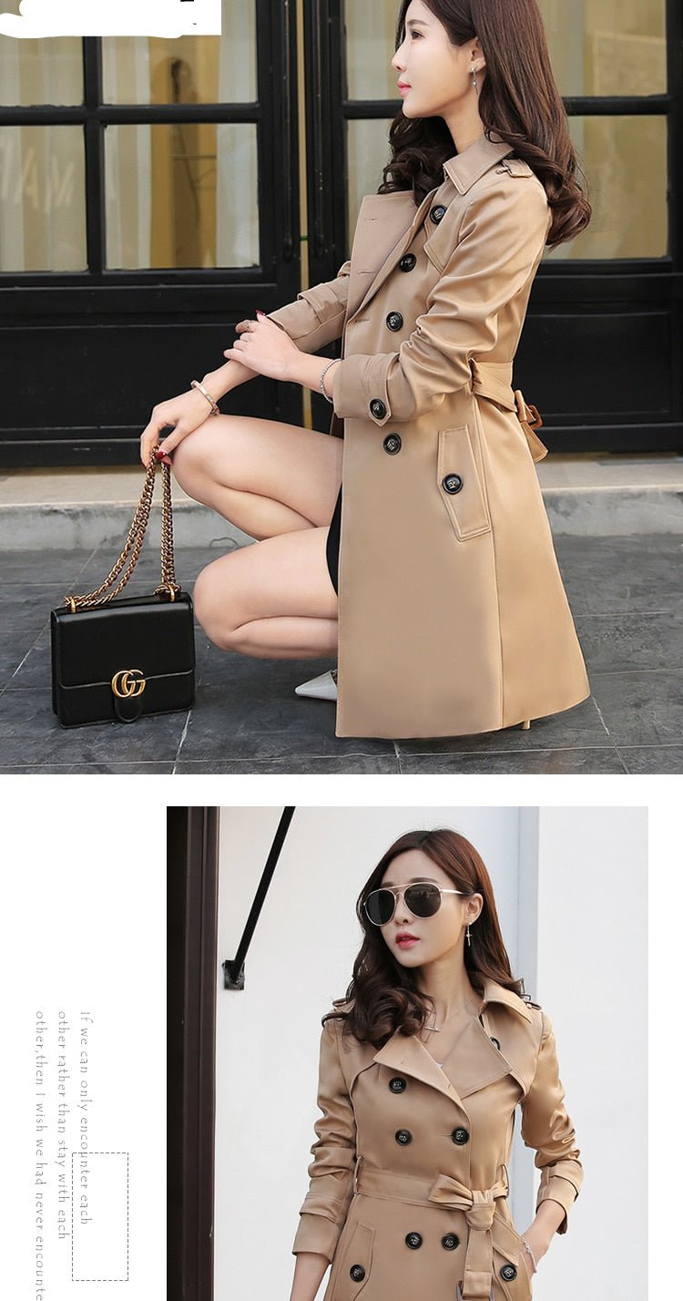 Spring And Autumn Women's Mid-Length Trench Coat Tie-In Jackets Coats The Clothing Company Sydney