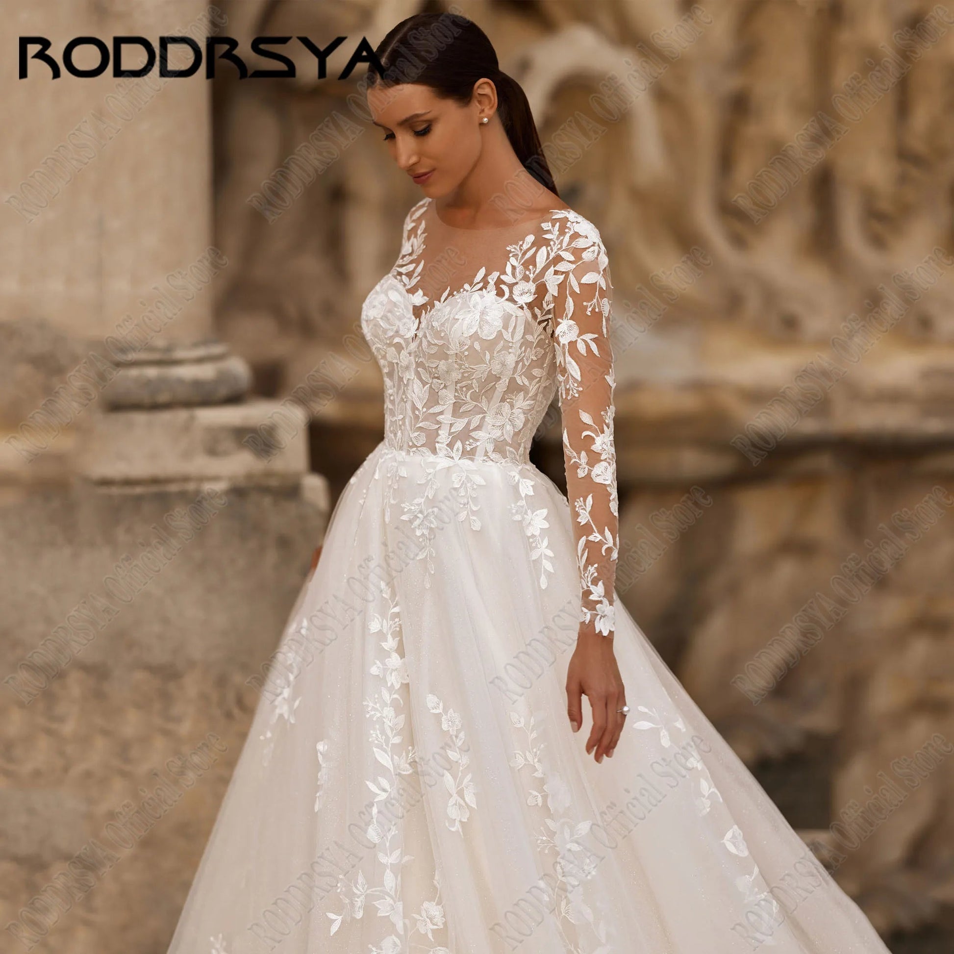 O-Neck Applique Lace Wedding Gowns Women Long Sleeves Boho A-Line Elegant Bride Dresses Customized Dress The Clothing Company Sydney