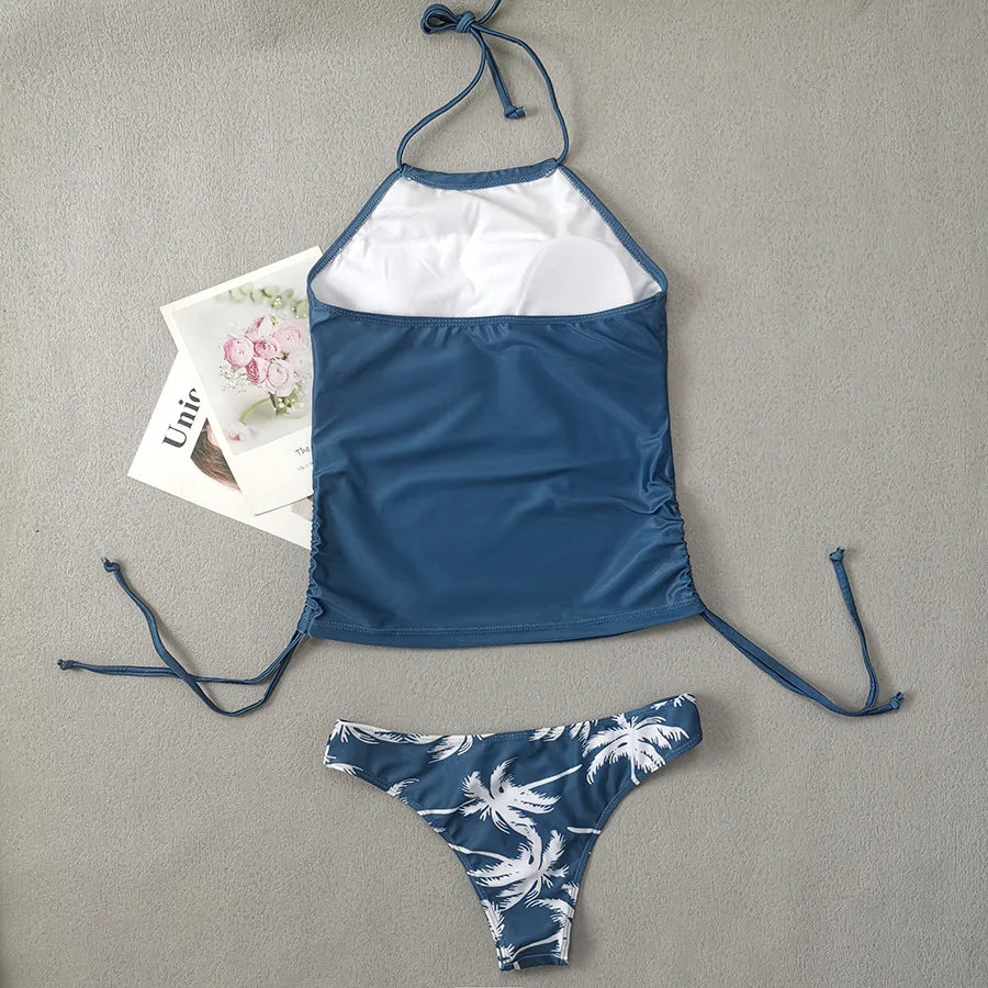 2 Piece Print Tankini Set Tied Halter Swimsuit Women Swimwear Summer Backless Beach Bathing Suit Bikii The Clothing Company Sydney