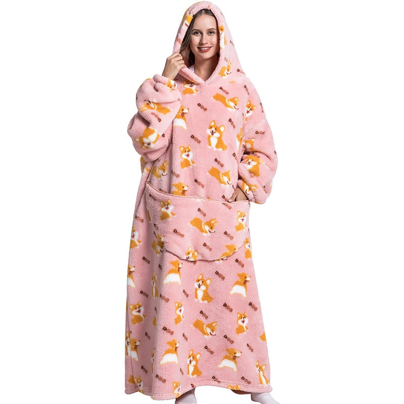 Super Long Hoodie Blanket Flannel Blanket with Sleeves Winter Hooded Sweatshirt Pullover Giant Oversized Blanket The Clothing Company Sydney