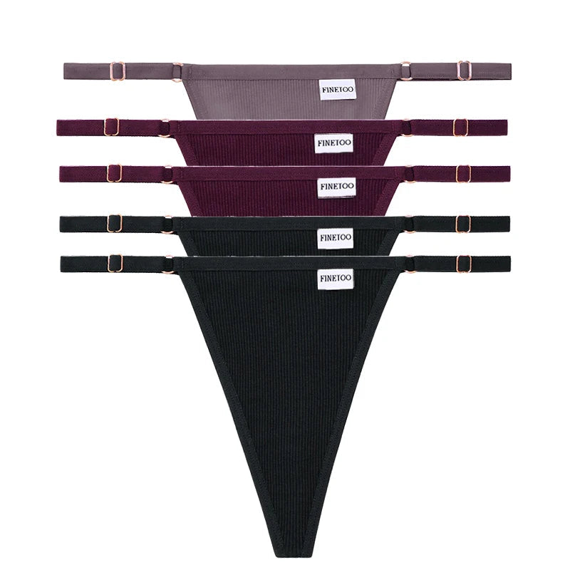 5 Pack Adjustable Women's Panties Cotton Panties Solid Low Waist Seamless Thongs Underpants Women Lingerie Set The Clothing Company Sydney