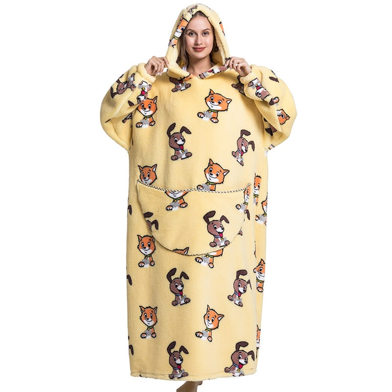 Super Long Hoodie Blanket Flannel Blanket with Sleeves Winter Hooded Sweatshirt Pullover Giant Oversized Blanket The Clothing Company Sydney