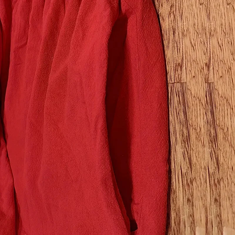 Women's Elegant Dress Summer Short Sleeve O-Neck Vintage Cotton Linen Comfortable Loose Pocket Long Dress - The Clothing Company Sydney