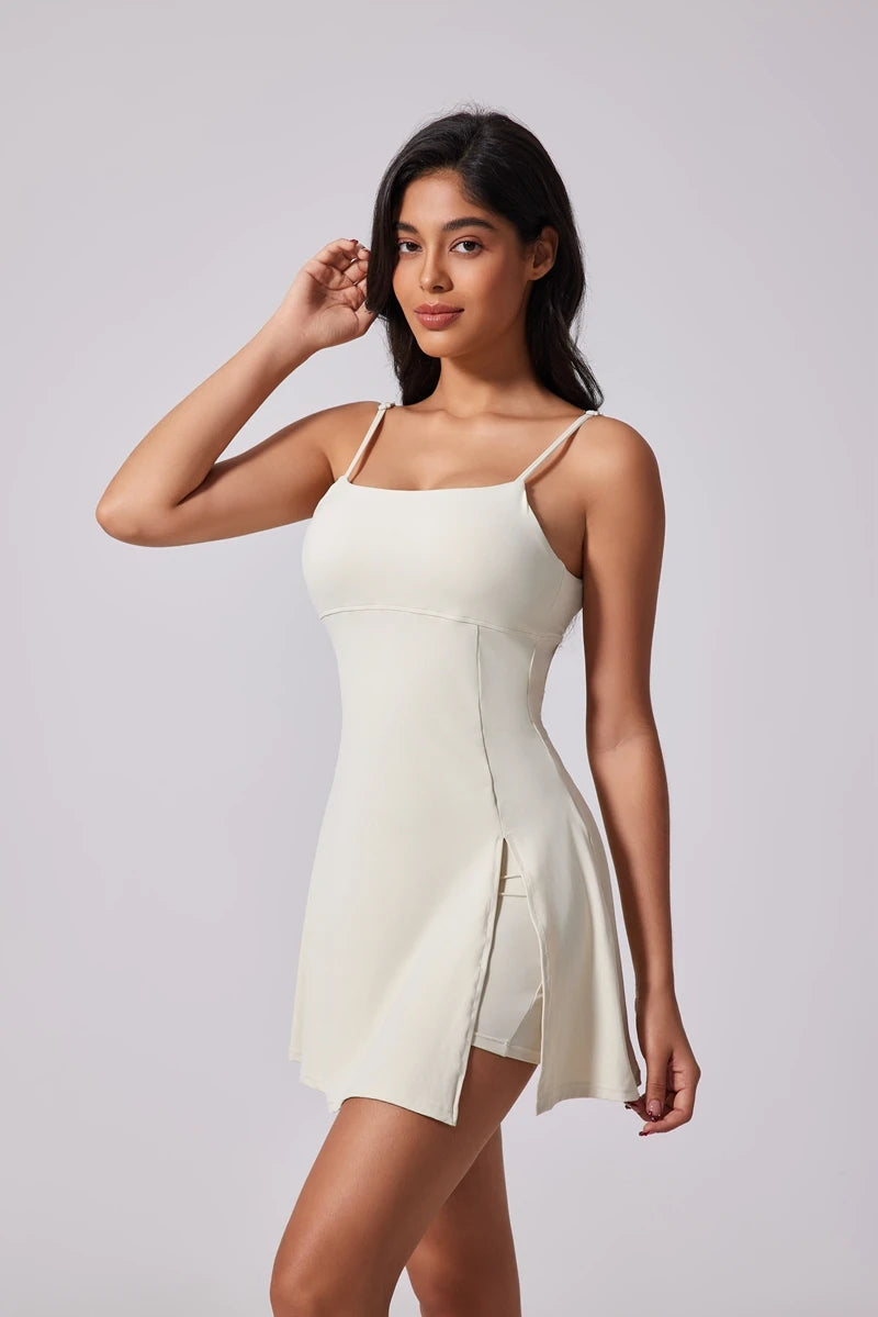 Women's Sports Tennis Dress Removable chest cushion Breathable Outdoor Yoga Tennis Skirt Dress - The Clothing Company Sydney