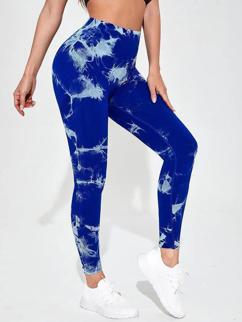 Hip Lifting Seamless Fitness Gym Leggings Tie-Dye Yoga Pants Women's Exercise Tights High Waist Workout Pants The Clothing Company Sydney