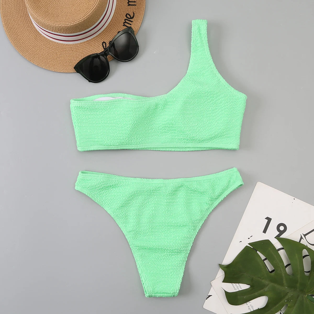 One Shoulder Bikini Women Swimwear Swimsuit Solid Beachwear Bathers Bathing Suit The Clothing Company Sydney