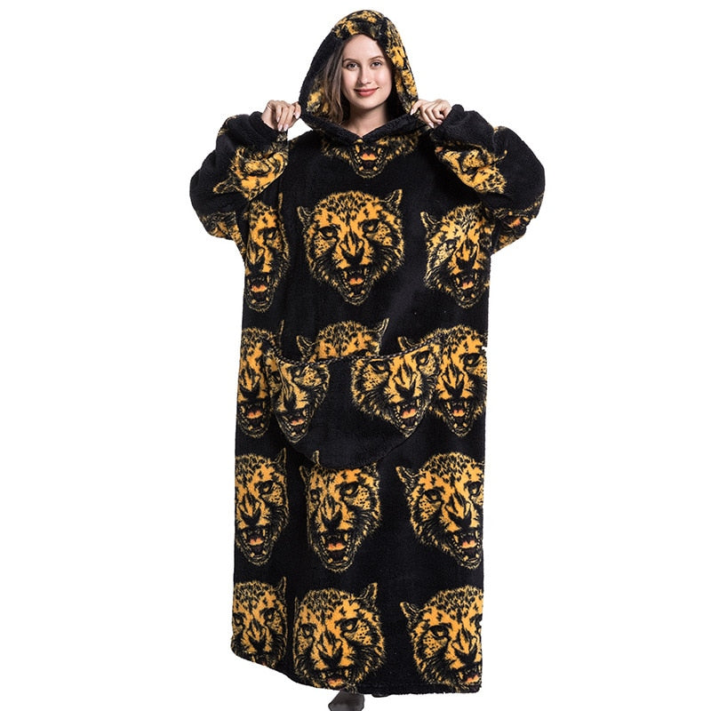 Super Long Hoodie Blanket Flannel Blanket with Sleeves Winter Hooded Sweatshirt Pullover Giant Oversized Blanket The Clothing Company Sydney