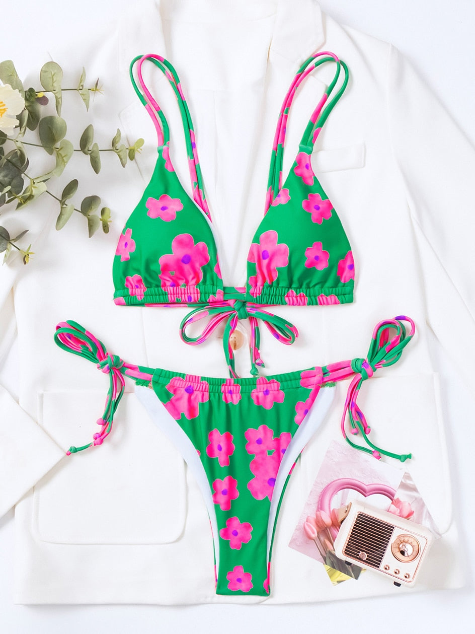 2 Piece Lace Up Bikini Swimsuit Swimwear Brazilian Bikinis Set Micro Women's Bathing Suits Swimming for Beach Wear The Clothing Company Sydney
