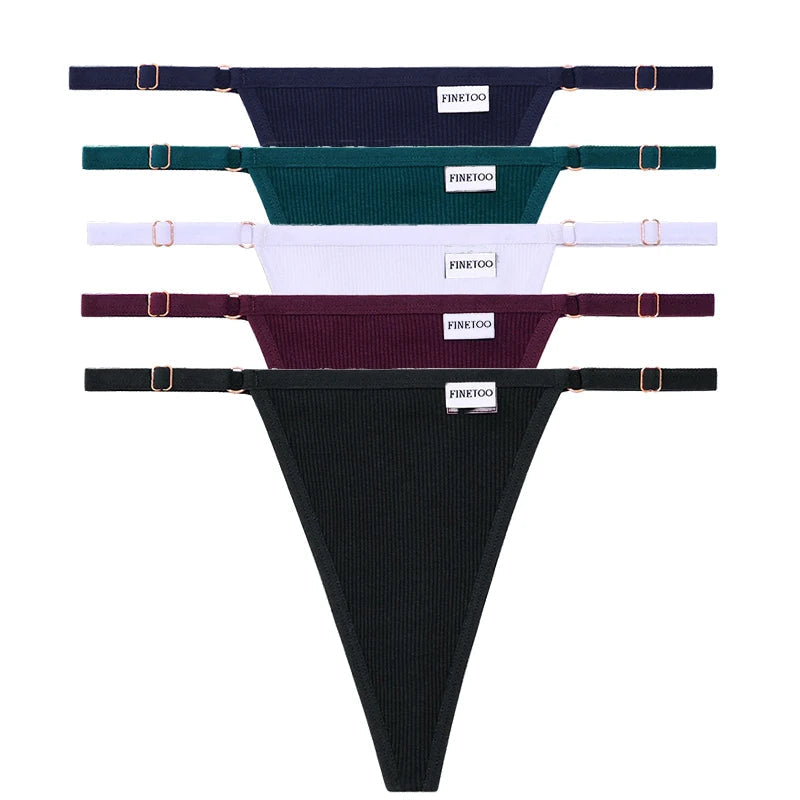 5 Pack Adjustable Women's Panties Cotton Panties Solid Low Waist Seamless Thongs Underpants Women Lingerie Set The Clothing Company Sydney