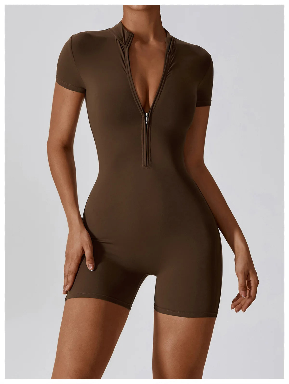 One Piece Jumpsuit Summer Short Sleeve Zipper Sports Wear Gym Fitness Bodysuits Women Dance Running Workout Clothes Yoga Suit The Clothing Company Sydney