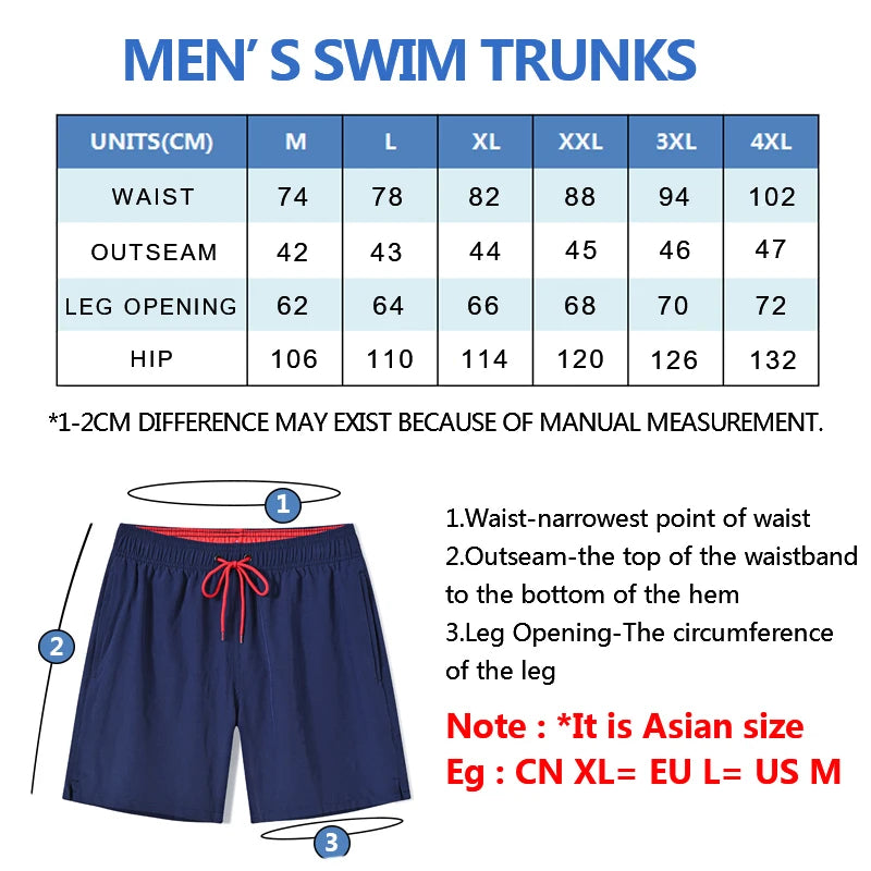 Men's Summer Swimming Board Shorts Sport Breathable Elastic Waist Mesh Liner With Pocket Shorts Swim Trunks The Clothing Company Sydney