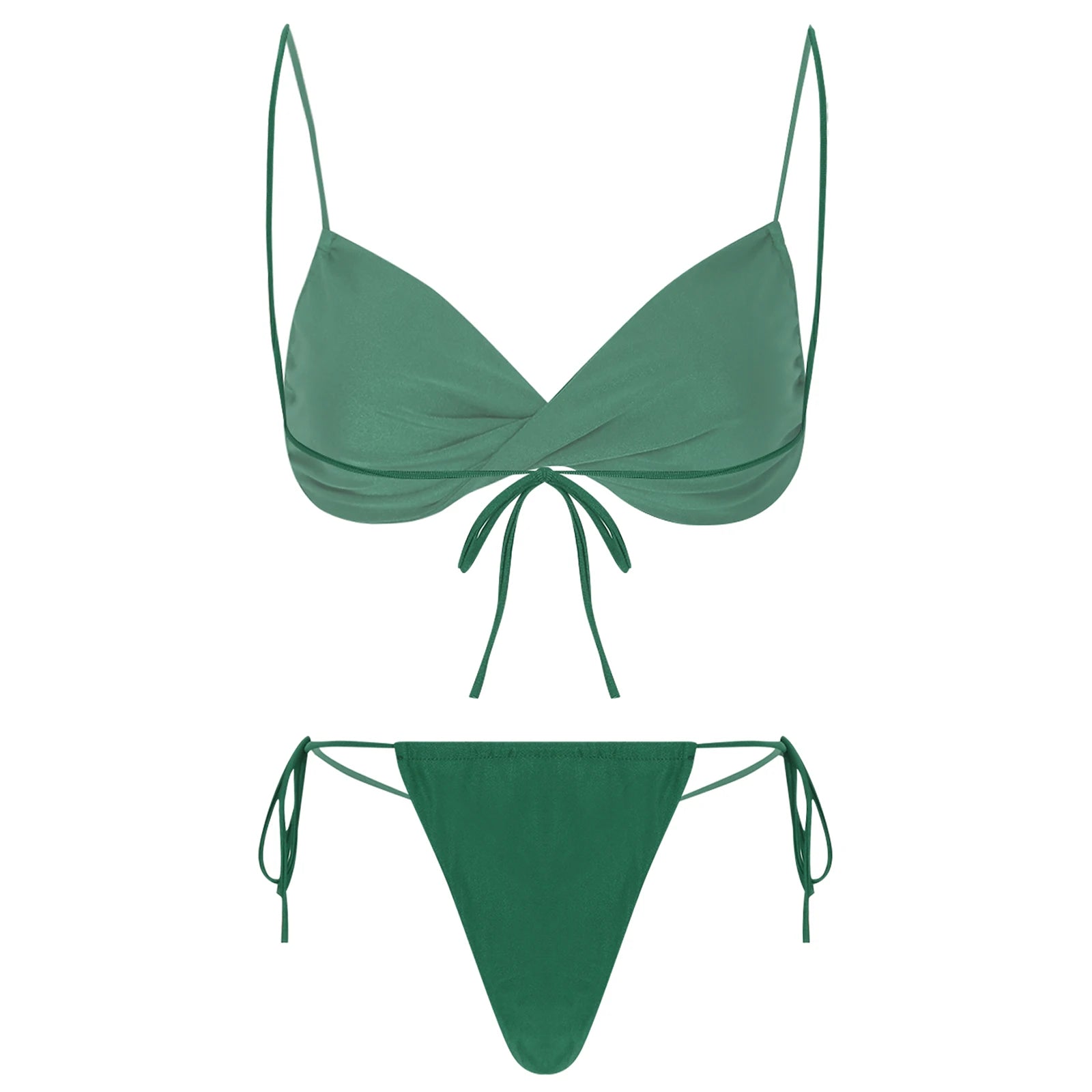 Womens Bikini Set Bathing Suit Pad Free Bra Top with High Cut Thong Briefs Side Tie Tying 2 Piece Swimwear Pool Beach Wear - The Clothing Company Sydney