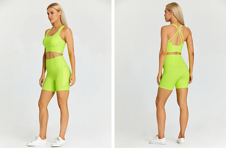 Yoga Shorts Set Women Fitness Suit 2 Piece Sports Gym Wear Workout Clothes Running Sportswear Sport Outfit The Clothing Company Sydney