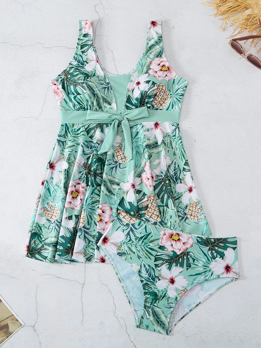 Floral Tankini Set 2 Piece Women Swimsuit High Waist Swimwear Bathers Bathing Swimming Suit Summer Beachwear - The Clothing Company Sydney