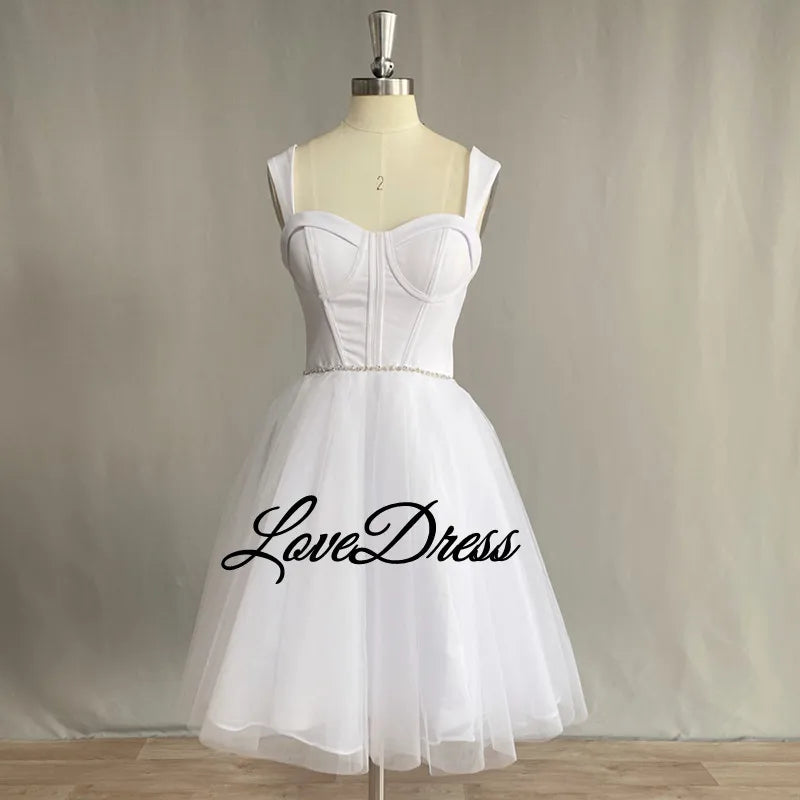 A-Line Sweetheart Short Wedding Backless Tulle Bride Gown Sleeveless Zipper Bridal Dress The Clothing Company Sydney