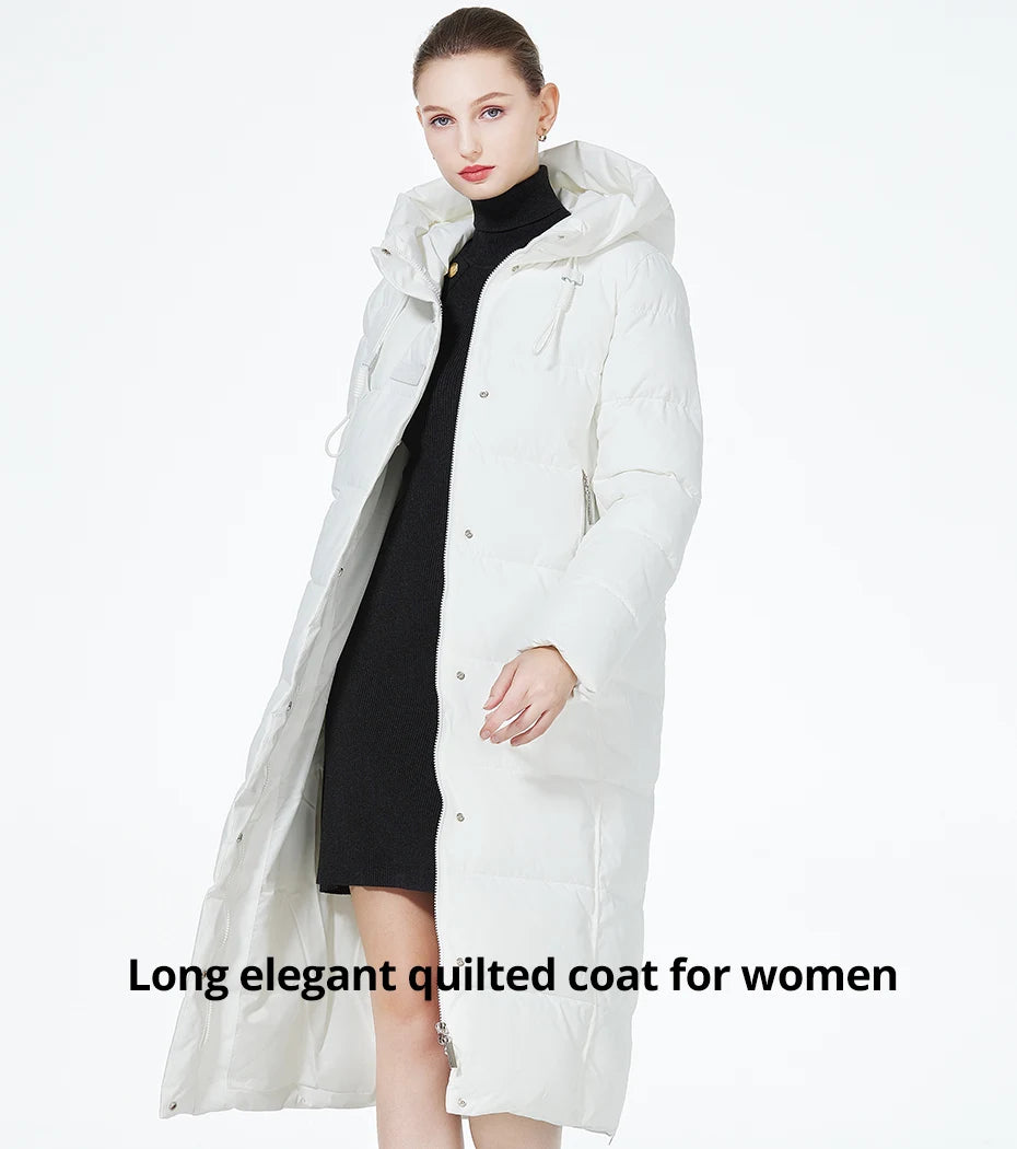 Maxi Long quilted coat elegant thick cotton jacket winter women's Outerwear with hood The Clothing Company Sydney