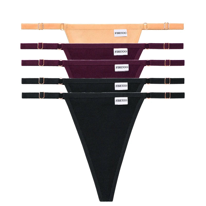 5 Pack Adjustable Women's Panties Cotton Panties Solid Low Waist Seamless Thongs Underpants Women Lingerie Set The Clothing Company Sydney