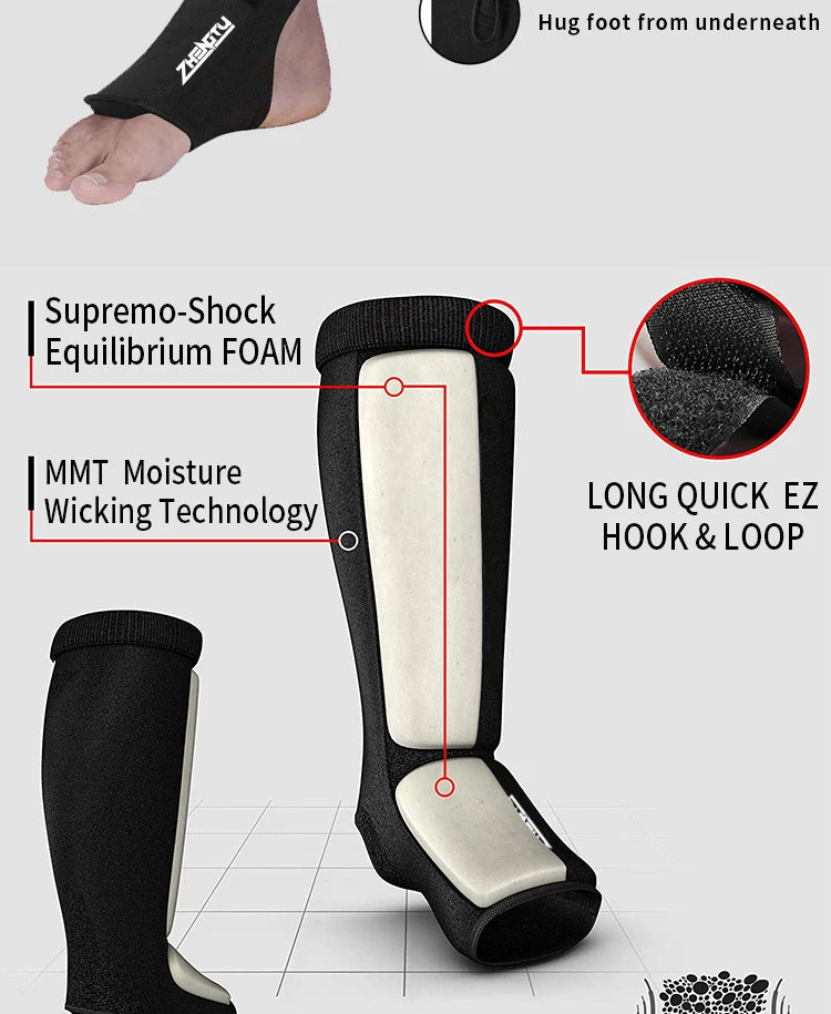 Adult Kids Cotton Boxing Shin Guards MMA Instep Ankle Protector Foot Protection Kickboxing Pad Muaythai Training Leg Support Protectors The Clothing Company Sydney