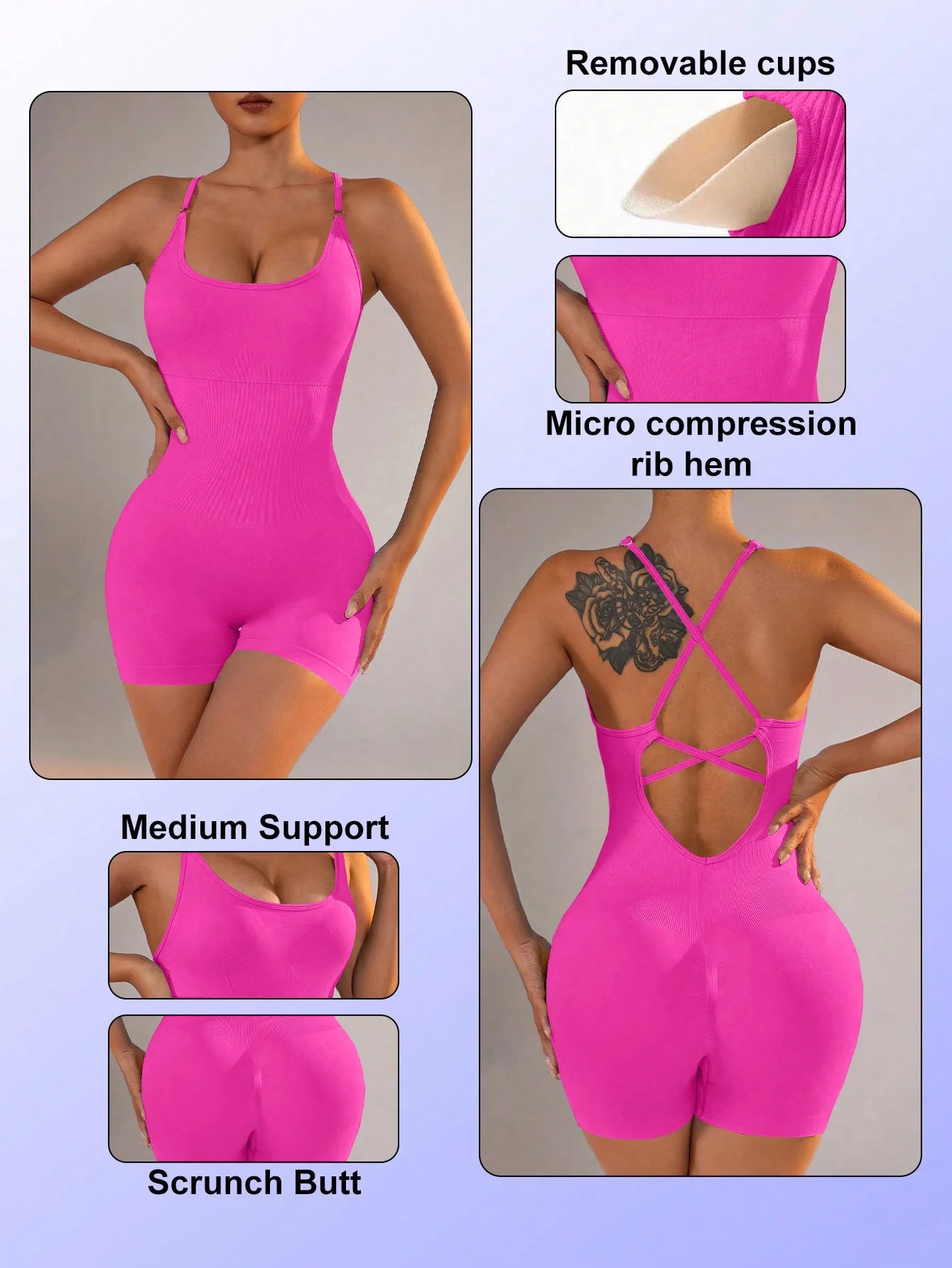 Women's Jumpsuit Short Bodycon High Elasticity Nylon Bodysuit Yoga Sports Workout Gym One Piece Criss Cross Activewear - The Clothing Company Sydney