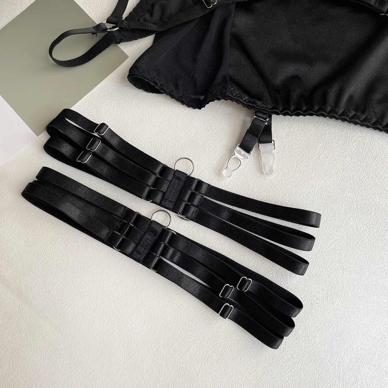 5 Piece Satin Lingerie Underwear Lace Seamless Intimate Skirt Bra And Briefs Outfit Set - The Clothing Company Sydney