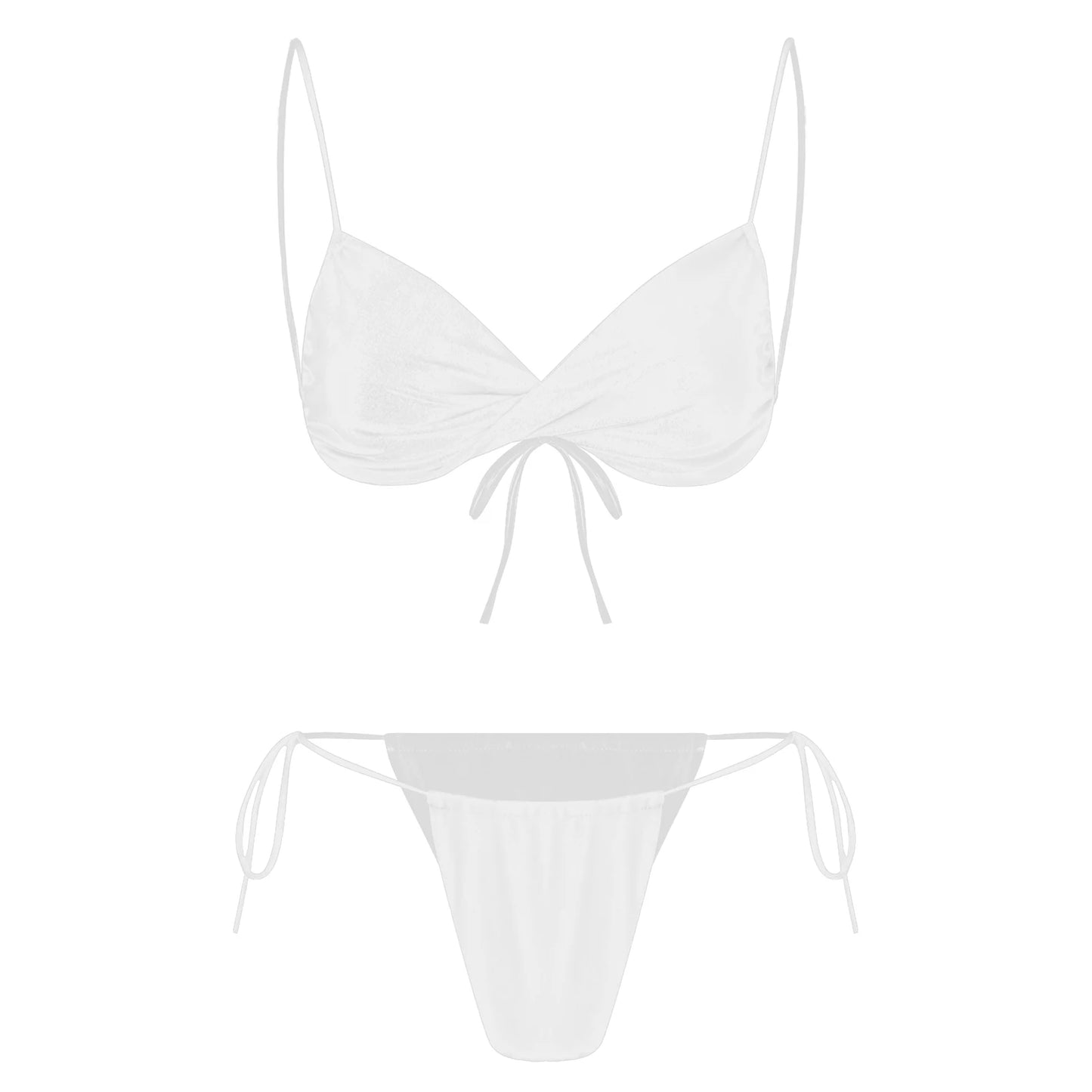 Womens Bikini Set Bathing Suit Pad Free Bra Top with High Cut Thong Briefs Side Tie Tying 2 Piece Swimwear Pool Beach Wear - The Clothing Company Sydney