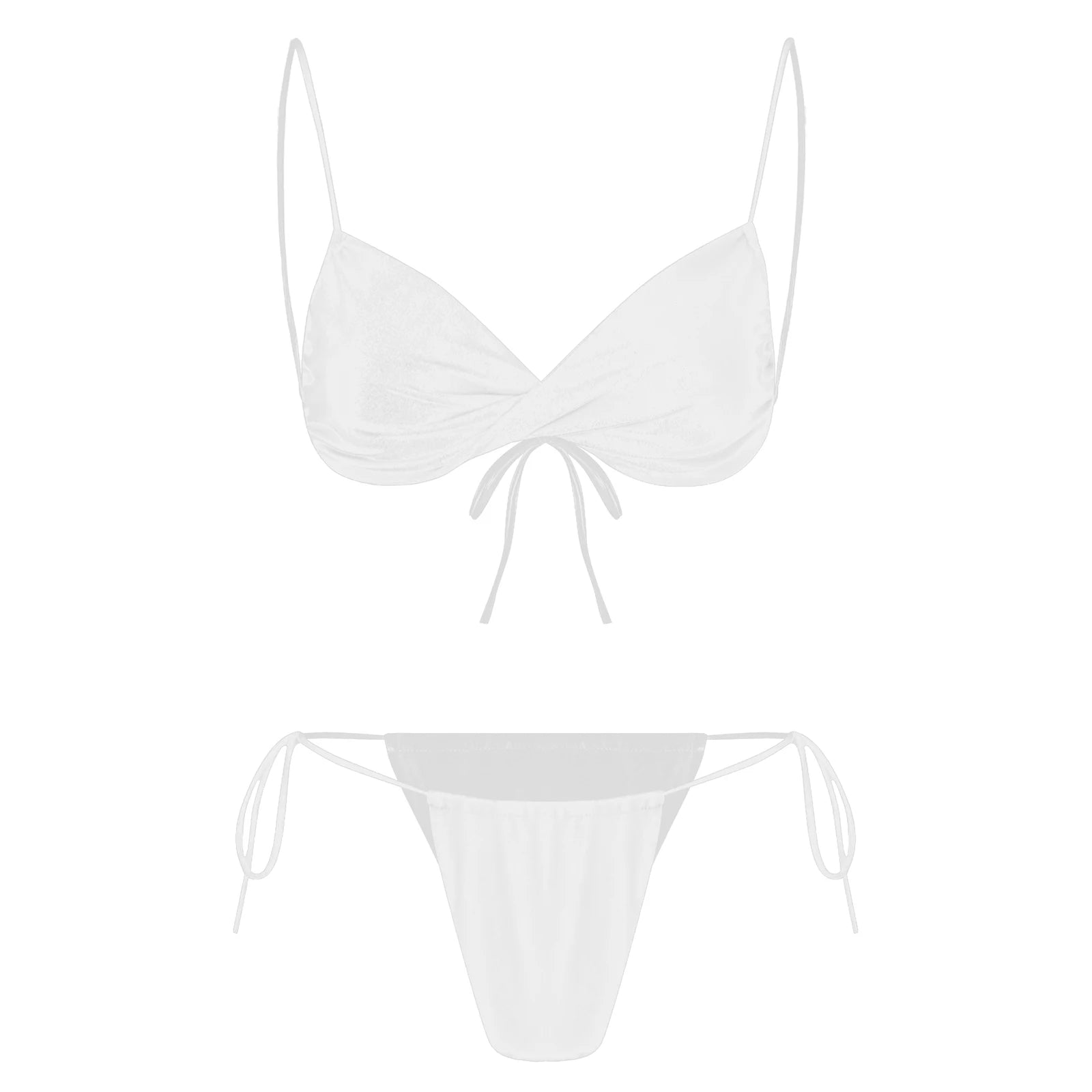 Womens Bikini Set Bathing Suit Pad Free Bra Top with High Cut Thong Briefs Side Tie Tying 2 Piece Swimwear Pool Beach Wear - The Clothing Company Sydney